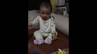 Funny Baby hit his own head and crying