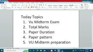 VU Midterm Paper Pattern 2022, Vu midterm preparation, Vu midterm exam detail, vu mid exam, #vu #lms