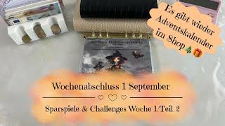 Wochenabschluss 1 September | Sparspiele & Challenges Woche 1/Teil 2 | Umschlagmethode 