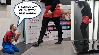 Most Expensive High Heel Crushing Video EVER Made! 728 Euro 70 inch TV WASTED for 1 Video! 