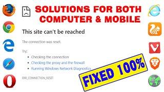 This Site Can't Be Reached The Connection Was Reset | Fixed in Windows & Mobile All Browsers