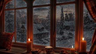 Snowfall Time by the Window - Cozy Winter Ambience with Candle Burning for Relax, Work & Study