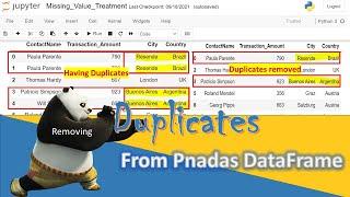 REMOVE DUPLICATES IN PANDAS DATAFRAME WITH OPTION TO KEEP FIRST OR LAST ROW