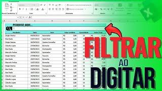 Como Filtrar ao Digitar no Excel | FILTRO Automático ao Digitar