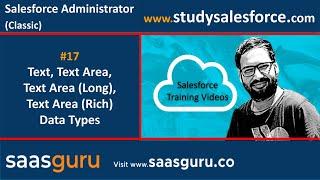 17 Text, Text Area, Text Area Long, Text Area Rich data types | Salesforce Training Videos