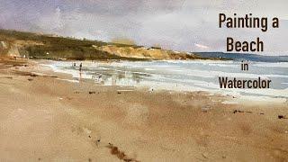 Painting a beach on a cloudy day | watercolor demo