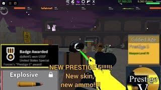 NEW PRESTIGE 5 SHOWCASE!!!!! |Roblox Zombie Uprising| NEW GILDED AGE SKIN, NEW EXPLOSIVE ROUNDS!!!!