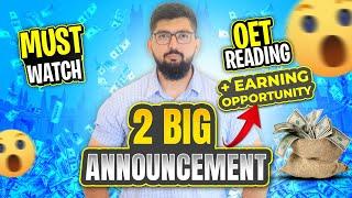 BIG Announcement For OET Reading & A BIG Suprise For Earning Money | Must Watch