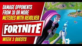 Damage opponents from 30 or more meteres with Revolver - Chapter 3 Season 2 Week 3 Quests - Fortnite