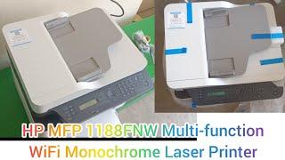 HP MFP 1188FNW Multi-function WiFi Monochrome Laser Printer full details in telugu