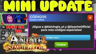 MINI UPDATE + 2 CODIGOS EN ANIME FIGHTING SIMULATOR CODES ROBLOX *BOSS EN PRIVADO*