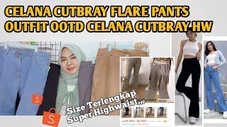 CELANA CUTBRAY FLARE PANTS HIGHWAIST || Size lengkap jumbo size