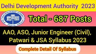 DDA AAO, ASO, JE Civil, Patwari, Legal Assistant, Naib Tehsildar, JSO Recruitment Syllabus 2023