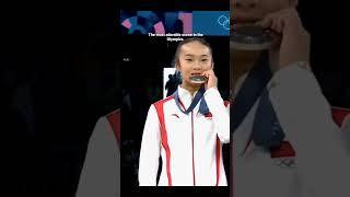 Zhou Yaqin medal biting| cute moments in Olympics 2024 | #paris #paris2024 #olympics #olympics2024