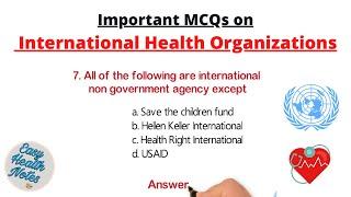 International Health Organizations with headquarters ।।  Important MCQs with answers