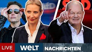 PARTEITAG: AfD Rückenwind für Weidel nach Musk-Gespräch? SPD Parteitag in Berlin mit Scholz | LIVE