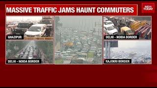 Farmers' Protest: Huge Jams At Delhi’s Borders With Gurgaon, Noida Ahead Of Farmers’ March