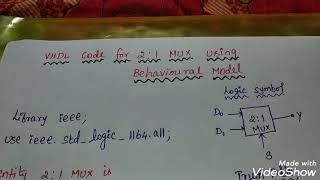 VHDL code for 2:1 MUX using behavioural model