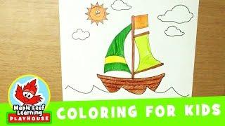 Boat Coloring Page for Kids | Maple Leaf Learning Playhouse