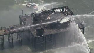 Oceanside Pier one day after fire erupted on iconic landmark