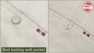 Sew a branded looking welt pocket || Best looking single welt pocket stitching full video ||