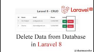 Laravel 8 CRUD 4 : Delete data from database in laravel 8