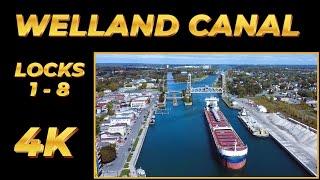  Welland Canal from Lock 1 to Lock 8 | Stunning 4K Drone Tour 