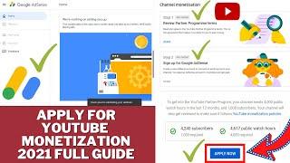 How To APPLY For YOUTUBE MONETIZATION and SIGN UP For GOOGLE ADSENSE 2021 | APPROVED YPP In 1 DAY !