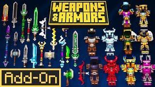 WEAPONS & ARMORS ADDON 60+ Craftable Weapons for Minecraft Bedrock Edition