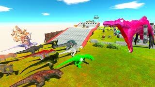 T REX DINOSAURS SAVING SPINOSAURUS DINOSAURS - Animal Revolt Battle Simulator