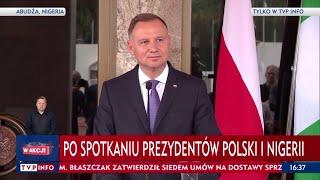 Prezydent RP Andrzej Duda z wizytą w Nigerii. Podpisano polsko-nigeryjskie memorandum