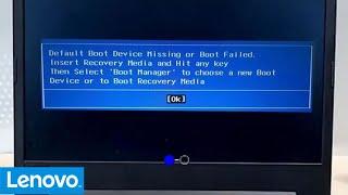 Default Boot Device Missing or Boot Failed, insert recovery media and hit any key, Lenovo Ideapad
