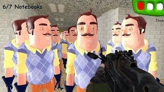 Baldi's Basics vs 100 Hello Neighbor CLONES... (Hello Neighbor vs Baldi's Basics Multiplayer)