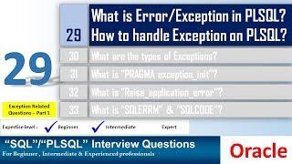 Oracle PL SQL interview question What is exception and how to handle exception in PLSQL