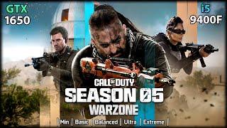 Call of Duty Warzone Test in GTX 1650 + i5 9400F [1080p Min, Basic, Balanced, Ultra, Extreme]