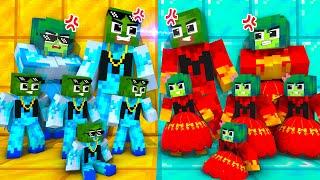 Monster School : Zombie x Squid Game ICE vs FIRE FAMILY, WHO WILL WIN? - Minecraft Animation