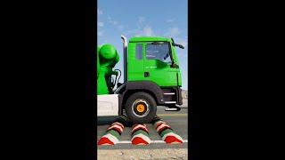 Live Mix Cement Truck vs Speed Bump  #shorts #bus #ytshorts #viral #beamngdrive #live #gaming #viral