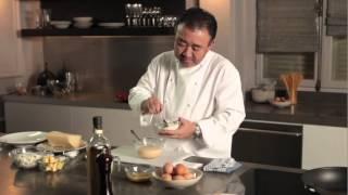 Entertaining with Tetsuya -- Making Scrambled Eggs with Ricotta and Creamed Corn (EHD80170P)