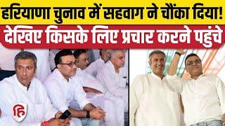 Haryana Election 2024: Tosham Congress के Aniruddh Chaudhary के लिए Virender Sehwag ने मांगे वोट