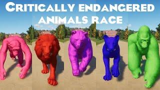 Colored Critically Endangered Animals Race in Planet Zoo included Lion, Gorilla, Orangutan & etc