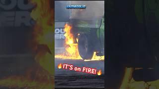 BURNOUT PickUp Truck Catches ON FIRE!!  #semashow #musclecars #jamboolio #v8muscle #burnout #sema