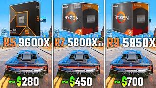 RYZEN 5 9600X vs RYZEN 7 5800X3D vs RYZEN 9 5950X | Test in 6 Games