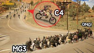 Wow!! C4+ dirt bike vs MG3 squad! who will win??