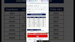 How to use DSUM Formula in Excel #excel #msexcel #eleganceacademy