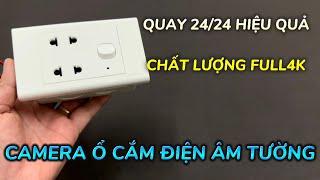 Camera Ngụy Trang Ổ Cắm Điện Âm Tường 2 Chấu , Camera Giấu Kín Ổ Điện Wifi Full4K Quay Trong Nhà