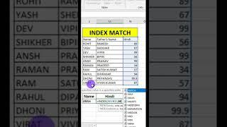 Index match function in Excel | how to use index match function #shorts #excelformula #exceltricks