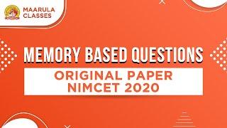 NIMCET 2020 FULL PAPER SOLUTION | MEMORY BASED