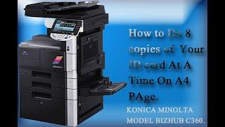 How to do eight copies of ID card on one A4 page | eight id card on A4 page in Konica Minolta C360