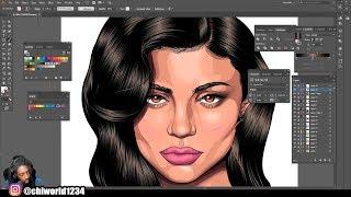 How To Cartoon Yourself !- Step By Step Kylie Jenner:  ADOBE ILLUSTRATOR