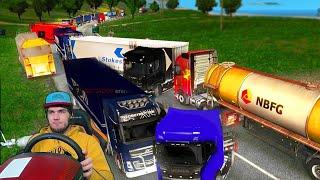 ЖЕСТКАЯ ПРОБКА НА ДОРОГЕ ДУРАКОВ в ETS 2 MP - Аварии и Пробки на дороге дураков в ETS 2 MP